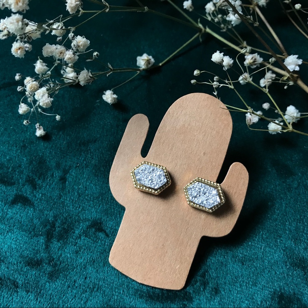 SOLD - Silver Faux Druzy Earring Studs